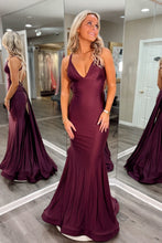 Load image into Gallery viewer, Chic Mermaid Halter Neck Brown Long Prom Dress with Train