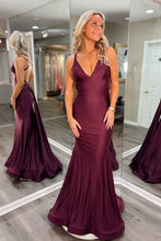 Load image into Gallery viewer, Chic Mermaid Halter Neck Brown Long Prom Dress with Train