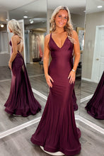 Load image into Gallery viewer, Chic Mermaid Halter Neck Brown Long Prom Dress with Train