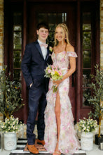 Load image into Gallery viewer, Chic Mermaid Off the Shoulder Light Pink Long Prom Dress with Split Front