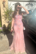 Load image into Gallery viewer, Chic Mermaid Spaghetti Straps Light Pink Long Prom Dress with Appliques