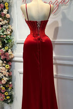 Load image into Gallery viewer, Chic Mermaid Spaghetti Straps Long Satin Formal Dress with Beading