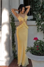 Load image into Gallery viewer, Chic Mermaid Spaghetti Straps Yellow Long Prom Dress with Ruffles