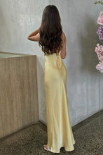 Load image into Gallery viewer, Chic Sheath Halter Neck Light Yellow Long Party Dress with Open Back