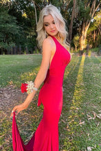 Load image into Gallery viewer, Chic Sheath Halter Neck Red Long Prom Dress with Backless