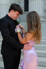 Load image into Gallery viewer, Chic Sheath Spaghetti Straps Purple Long Prom Dress with Ruffles