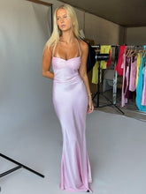 Load image into Gallery viewer, Chic Sheath Spaghetti Straps Purple Long Prom Dress with Sequins