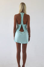 Load image into Gallery viewer, Chic Sheath V Neck Light Blue Short Homecoming Dress with Ruched