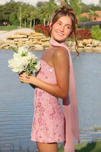 Load image into Gallery viewer, Chic A Line Strapless Light Green Short Homecoming Dress with Beading Scarf