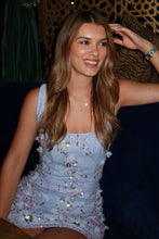 Load image into Gallery viewer, Chic Light Blue Bodycon Homecoming Dress with Square Neck and 3D Flower Embellishments