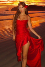 Load image into Gallery viewer, Stylish A Line Spaghetti Straps Pink Long Prom Dress with Ruffles