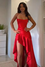 Load image into Gallery viewer, Stylish A Line Spaghetti Straps Pink Long Prom Dress with Ruffles