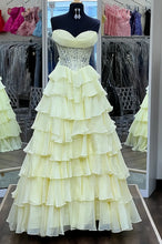 Load image into Gallery viewer, Princess A Line Sweetheart Pink Corset Prom Dress with Appliques Ruffles