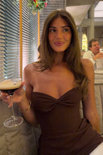 Load image into Gallery viewer, Classic Mermaid Sweetheart Brown Long Prom Dress with Criss Cross Back