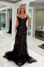 Load image into Gallery viewer, Classic Mermaid Sweetheart Red Long Prom Dress with Appliques