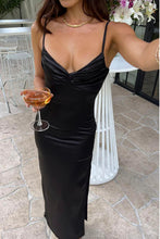 Load image into Gallery viewer, Classic Sheath Spaghetti Straps Candy Pink Long Prom Dress with Split Front