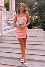Load image into Gallery viewer, Princess Sheath Strapless Pink Corset Homecoming Dress with Ruched