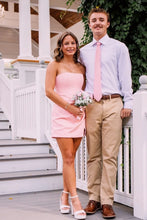 Load image into Gallery viewer, Princess Sheath Strapless Pink Corset Homecoming Dress with Ruched