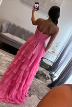 Load image into Gallery viewer, Cute A-Line Sweetheart Zipper Back Tiered Chiffon Prom Dress With Slit