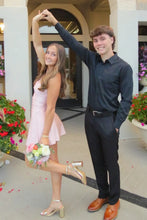 Load image into Gallery viewer, Cute A Line Halter Neck Light Pink Short Homecoming Dress with Ruched