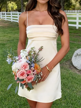 Load image into Gallery viewer, Cute A Line Spaghetti Straps Light Pink Satin Short Homecoming Dress with Ruched
