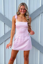Load image into Gallery viewer, Cute A Line Spaghetti Straps Light Pink Short Homecoming Dress with Ruched