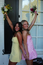 Load image into Gallery viewer, Chic A Line Spaghetti Straps Yellow Short Homecoming Dress