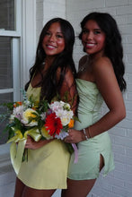 Load image into Gallery viewer, Chic A Line Spaghetti Straps Yellow Short Homecoming Dress