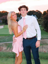 Load image into Gallery viewer, Cute A Line Strapless Pink Satin Short Homecoming Dress