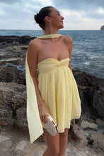 Load image into Gallery viewer, Cute A Line Sweetheart Light Yellow Short Homecoming Dress with Scarf