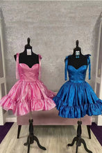 Load image into Gallery viewer, Cute Barbie Style A-Line Tie Straps Short Organza Homecoming Dress