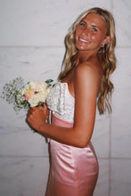 Load image into Gallery viewer, Cute Mermaid Sweetheart Pink Long Prom Dress with Bowknot Beading