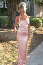 Load image into Gallery viewer, Cute Sheath Halter Neck Yellow Long Prom Dress with Bowknot