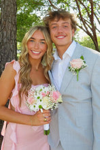 Load image into Gallery viewer, Cute Sheath Square Neck Pink Short Homecoming Dress with Backless