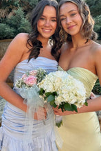 Load image into Gallery viewer, Cute Sheath Strapless Light Blue Short Homecoming Dress with Ruffles