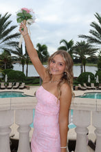 Load image into Gallery viewer, Cute Sheath Strapless Light Pink Short Homecoming Dress with Sequins