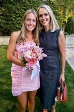 Load image into Gallery viewer, Cute Sheath Strapless Pink Short Homecoming Dress with Ruffles