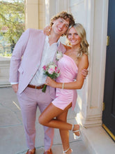 Load image into Gallery viewer, Cute Sheath Strapless Pink Short Homecoming Dress with Slit