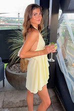 Load image into Gallery viewer, Cute A Line Halter Neck Light Yellow Short Homecoming Dress with Ruffles