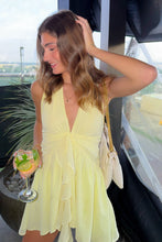 Load image into Gallery viewer, Cute A Line Halter Neck Light Yellow Short Homecoming Dress with Ruffles