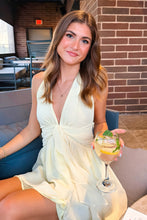 Load image into Gallery viewer, Cute A Line Halter Neck Light Yellow Short Homecoming Dress with Ruffles
