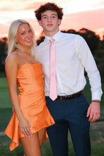 Load image into Gallery viewer, Cute A Line Strapless Pink Satin Short Homecoming Dress