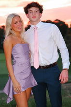 Load image into Gallery viewer, Cute A Line Strapless Pink Satin Short Homecoming Dress