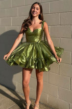 Load image into Gallery viewer, Cute Barbie Style A-Line Tie Straps Short Organza Homecoming Dress