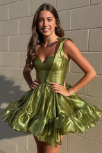 Load image into Gallery viewer, Cute Barbie Style A-Line Tie Straps Short Organza Homecoming Dress