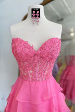 Load image into Gallery viewer, Cute Lilac A-Line Sweetheart Short Tiered Lace Top Homecoming Dress