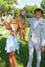 Load image into Gallery viewer, Cute Sheath Square Neck Pink Short Homecoming Dress with Backless