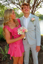 Load image into Gallery viewer, Cute Sheath Square Neck Pink Short Homecoming Dress with Backless