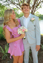 Load image into Gallery viewer, Cute Sheath Square Neck Pink Short Homecoming Dress with Backless