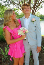 Load image into Gallery viewer, Cute Sheath Square Neck Pink Short Homecoming Dress with Backless